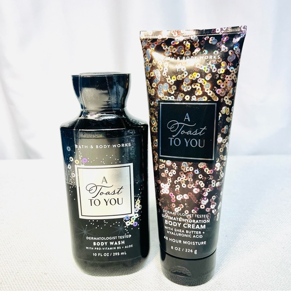 Bath & Body Works Other - Bath & Body Works A Toast to You Body Wash & Cream Set - Black and Gold